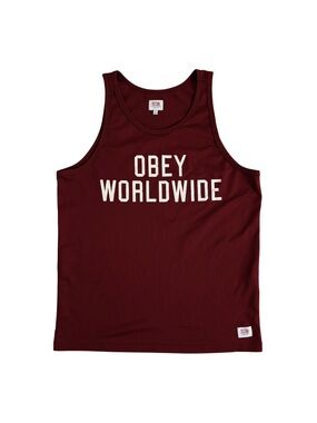 OBEY Worldwide Men's Maroon Mesh Tank Top